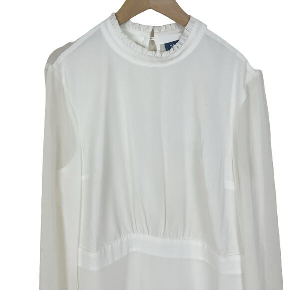 NWT ModCloth Ruffle Trim Long Sleeve Mini Dress in White Size 8 - Picture 3 of 8